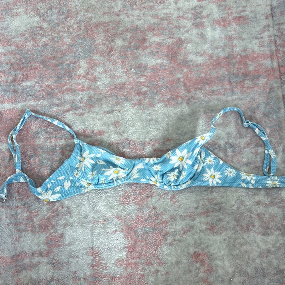 Blue Floral Bikini Top